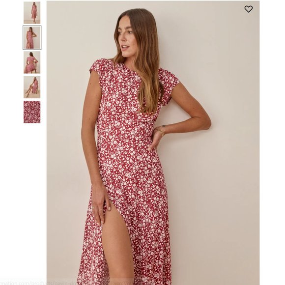 Reformation Red Floral Midi Dress - Picture 3 of 12